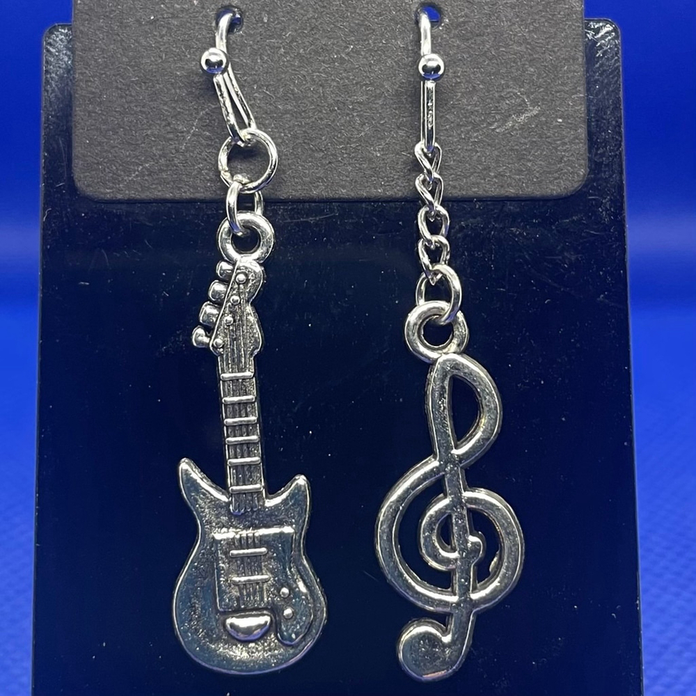 Treble Clef, G Clef, Guitar, Music Lover Hook Earrings